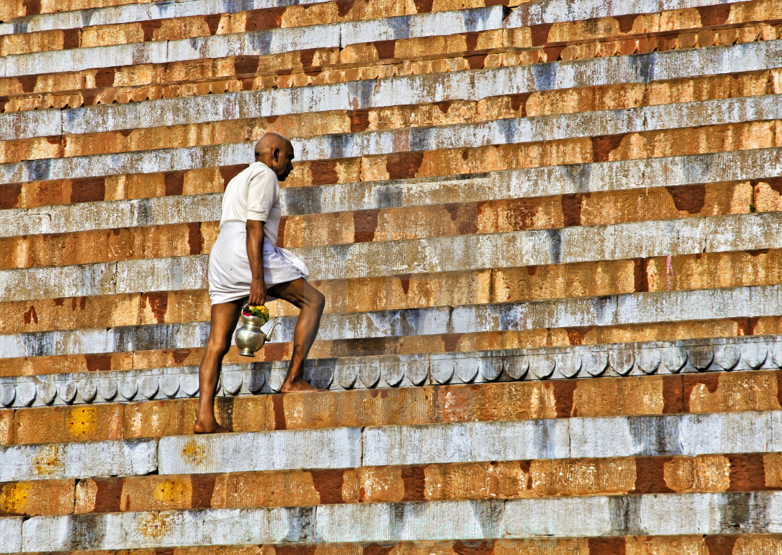 "AT THE VARANASI GHATS" stock image