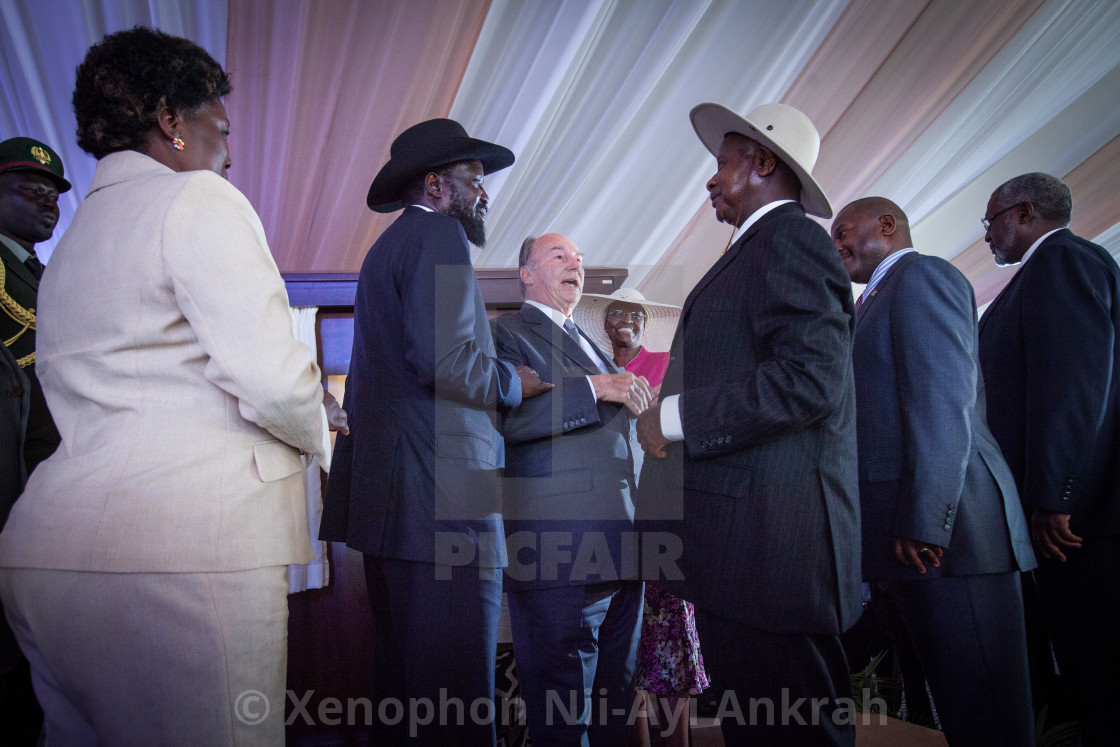 President Yoweri Museveni With President Salva Kiir Mayardit Colour People License Download Or Print For 39 68 Photos Picfair