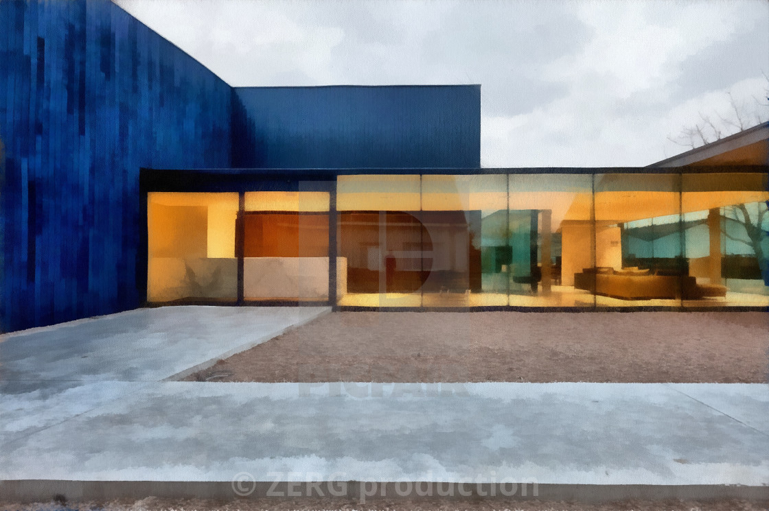 Transparent House On A Background Of Gray Sky Art Painting