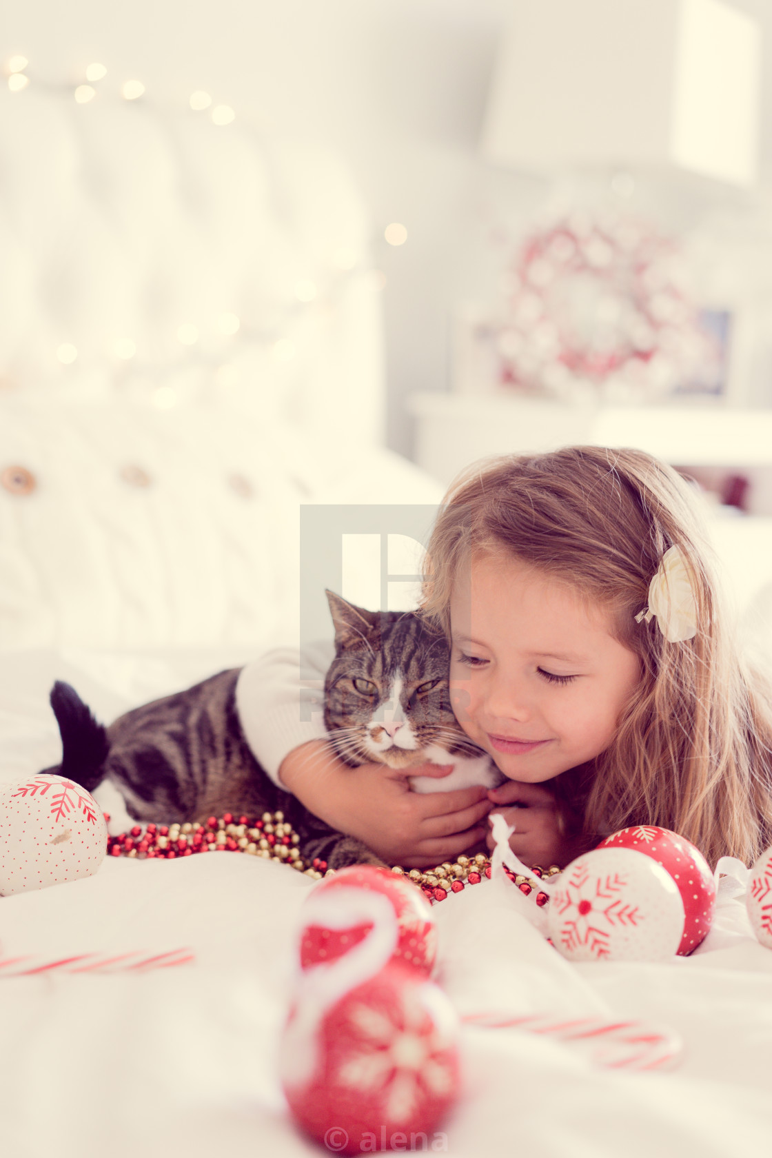 Cute Baby Girl With Her Cat License Download Or Print For