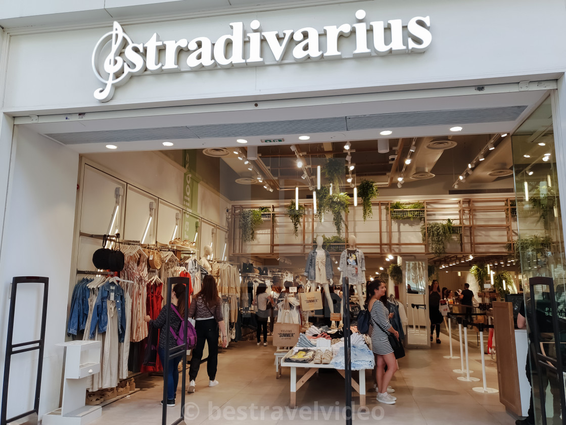 Stradivarius Inditex company clothing shop entrance. License, download print for £4.96 | Photos |