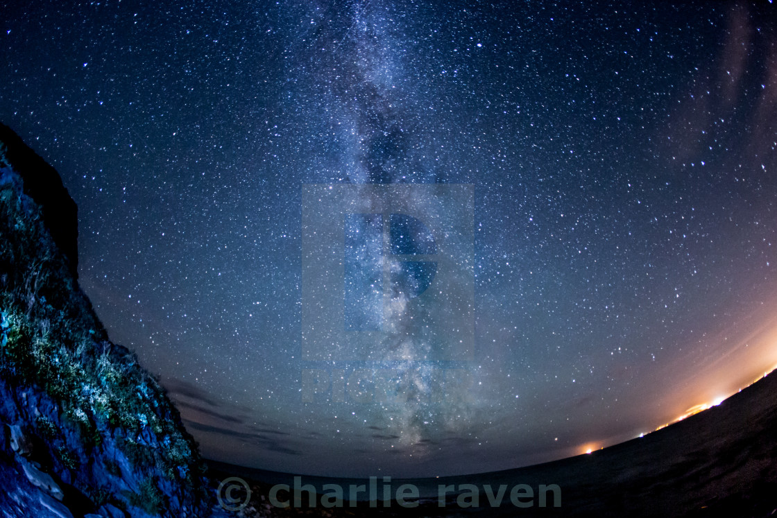 "Milky Way over Kimmeridge" stock image