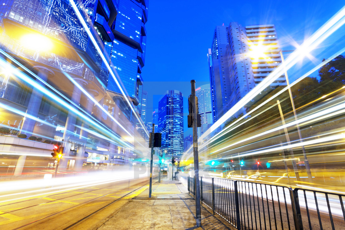 "HongKong traffic light trails" stock image