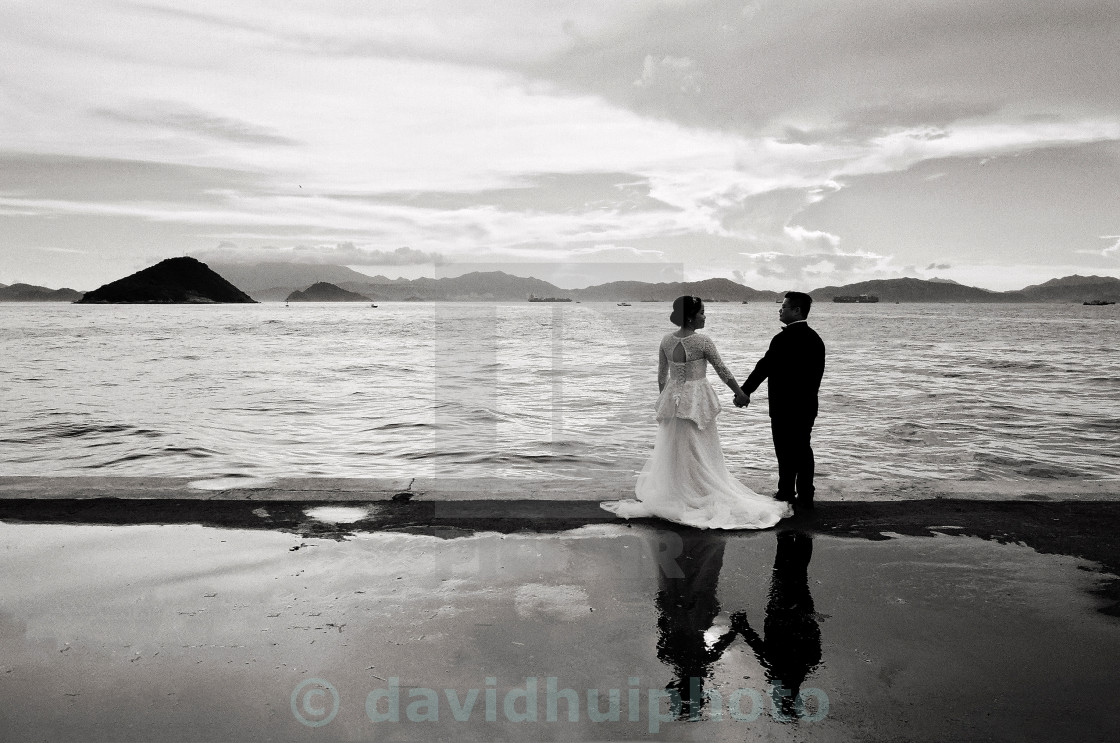 "Wedding shooting in harbourfront Hong Kong" stock image