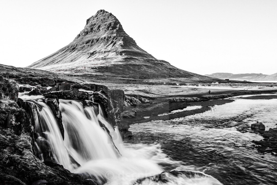 "Kirkjufell in Black and White" stock image