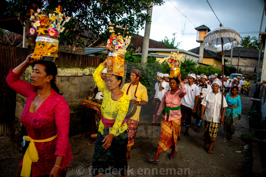 "Balinese procession row" stock image