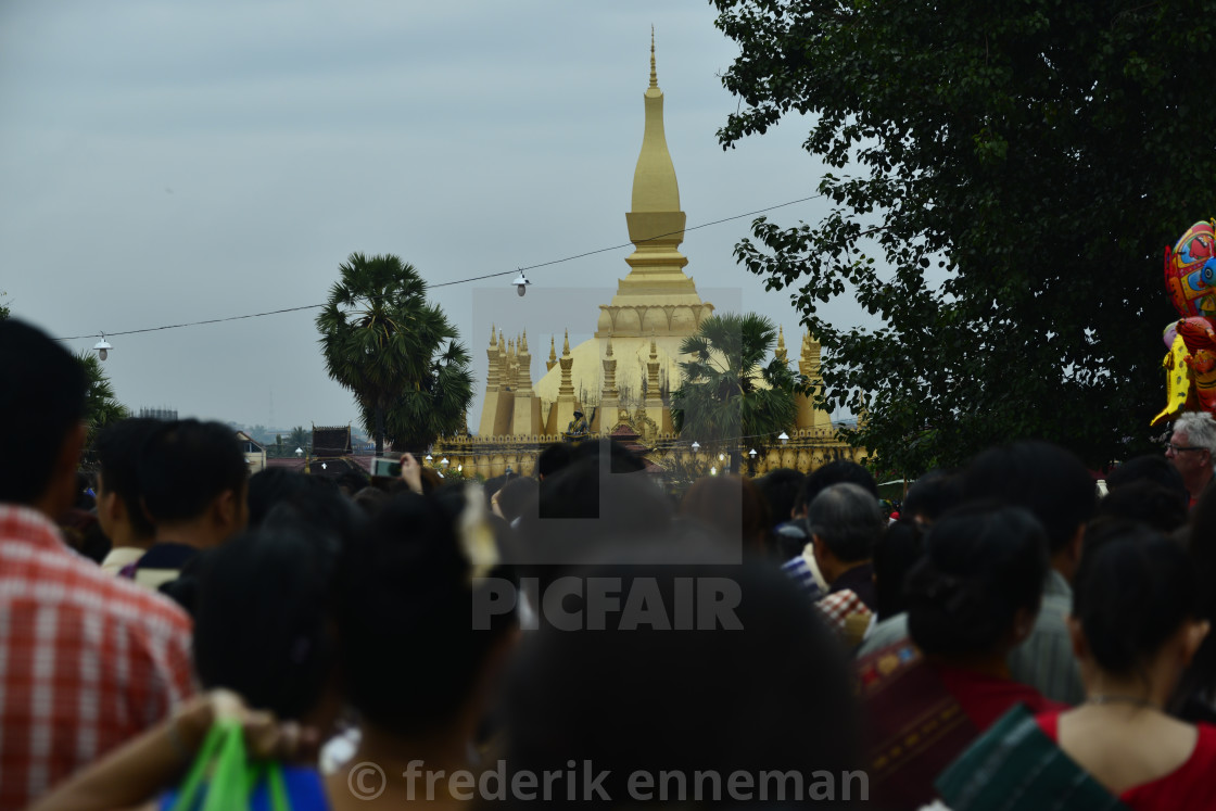 "That Luang Buddhist Festival Vientiane Laos" stock image