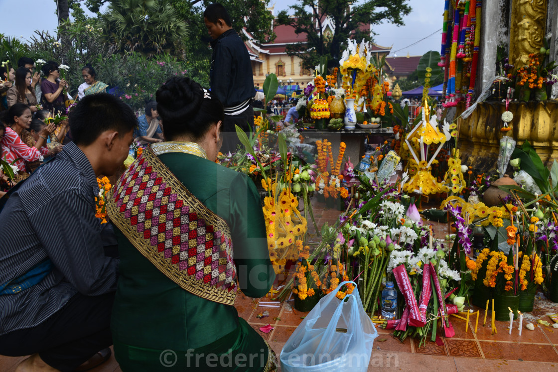 "That Luang Buddhist Festival Vientiane Laos" stock image