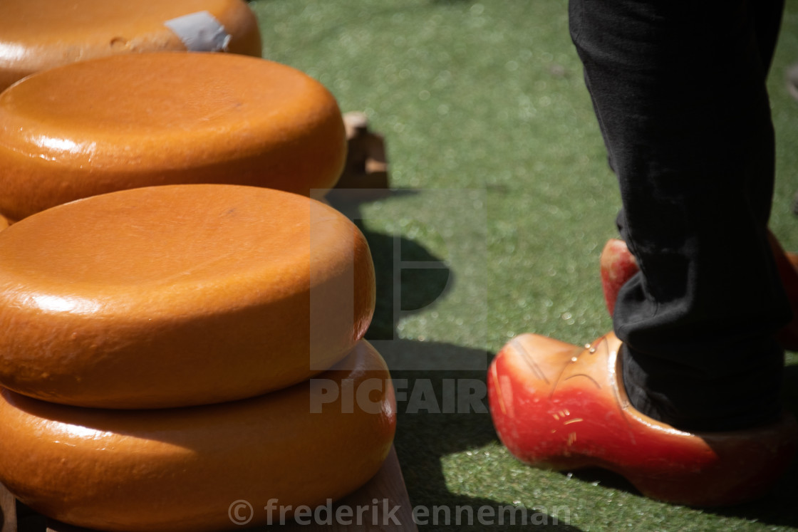 "Dutch Cheese market in of City Alkmaar" stock image