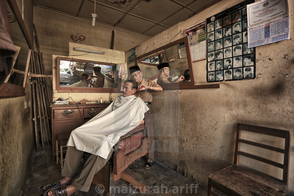 "old school barber shop at Padang Indonesia" stock image