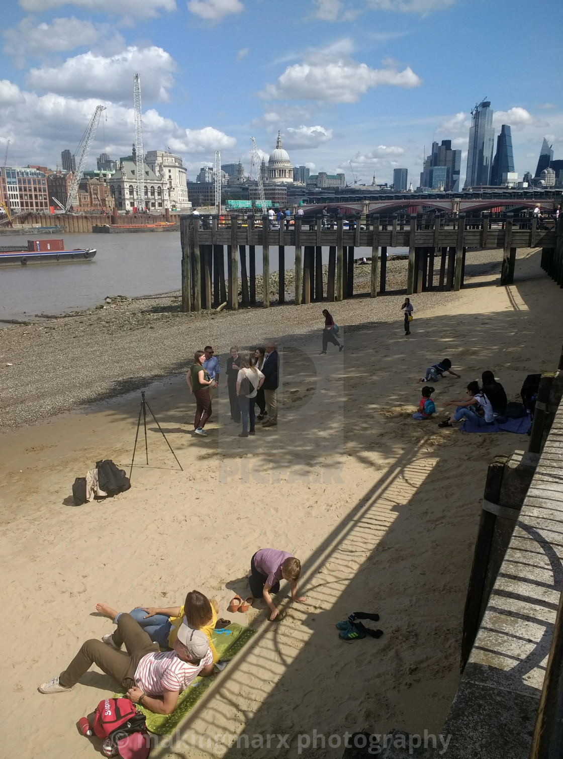 "Urban Beach at London's South Bank" stock image