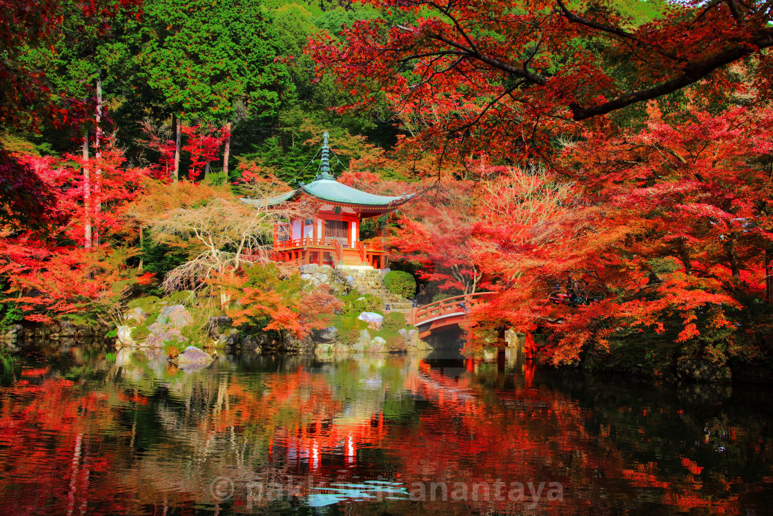 "Daigoji with autumn colors, Kyoto" stock image