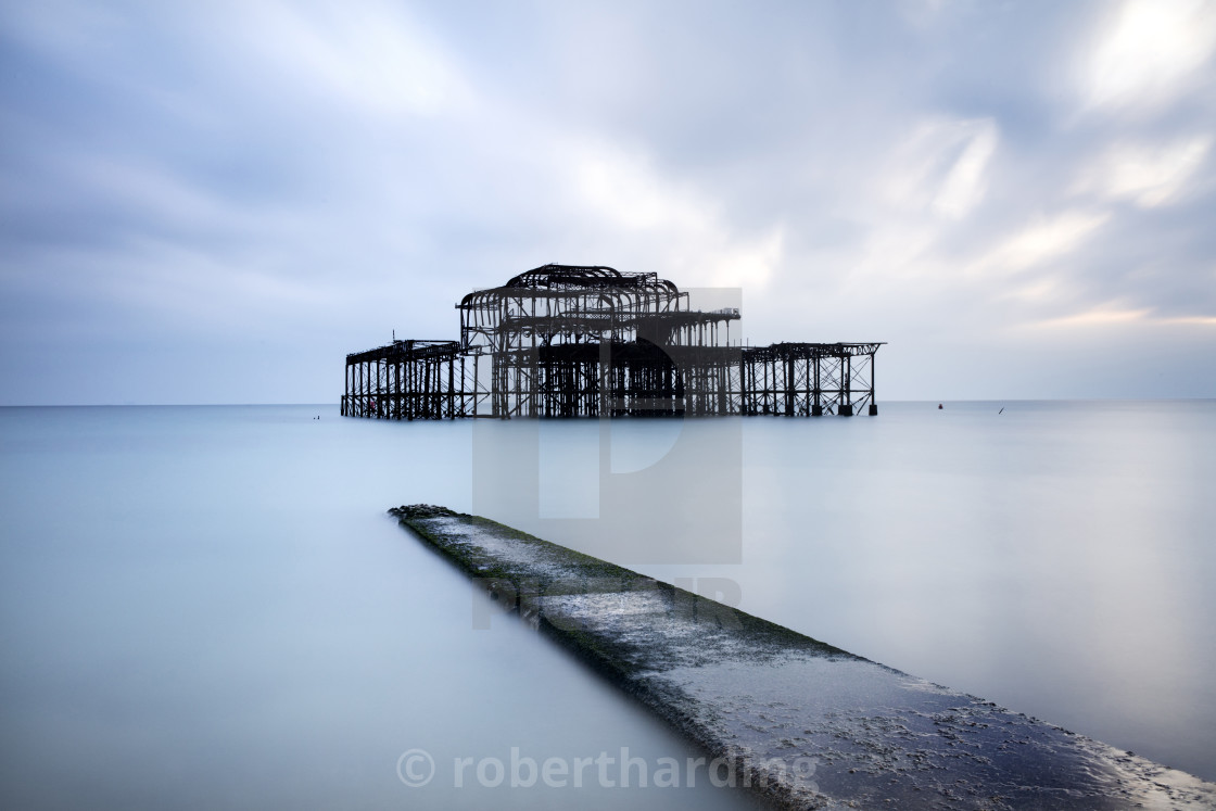 "Long exposure image of Brighton‚Äôs derelict West Pier, Brighton, East..." stock image