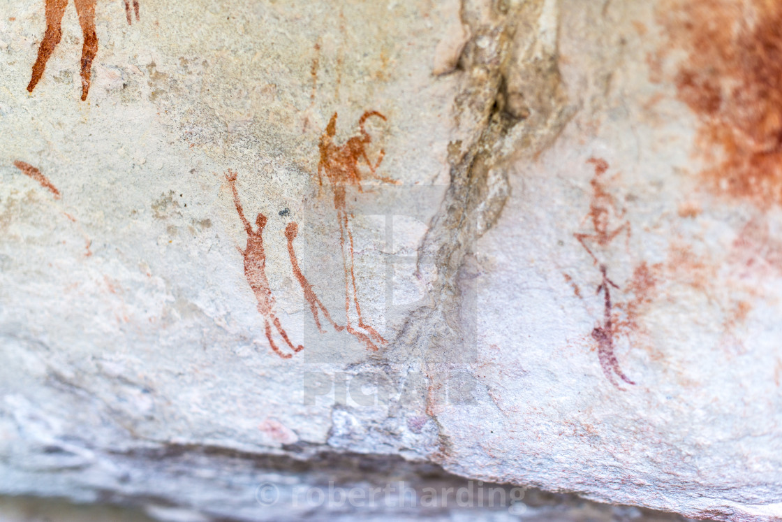 San Rock Art Cave Paintings On The Wall Of A Rocky Overhang In The