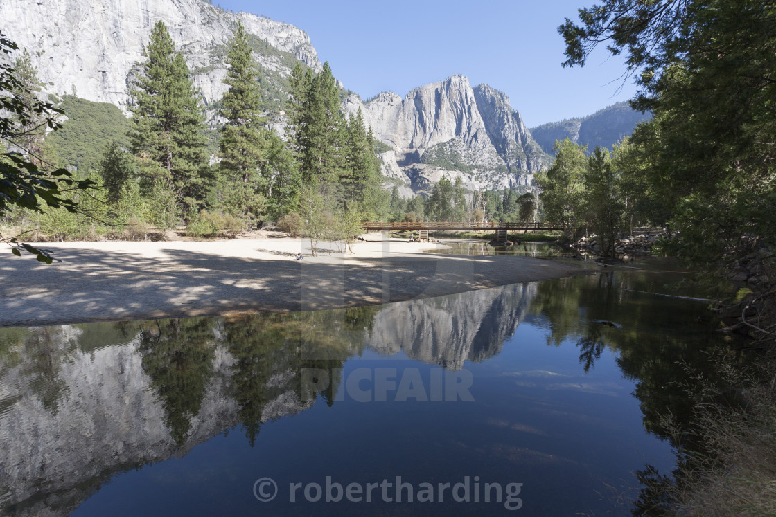 Swinging Bridge Over Merced River Cathedral Beach Yosemite