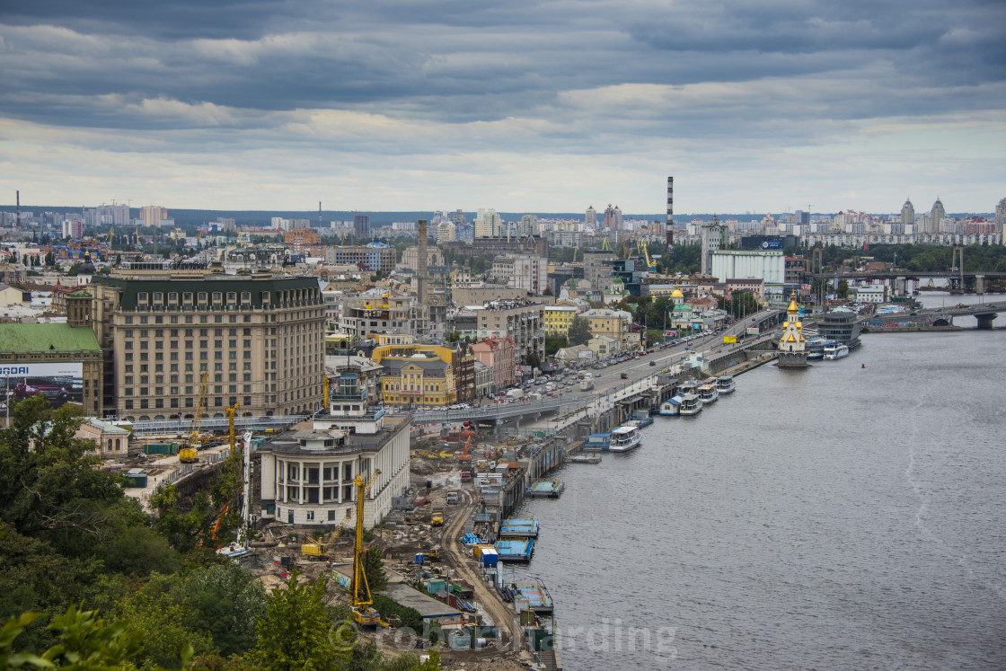 View over city and Dnieper River, Kiev (Kyiv), Ukraine ...