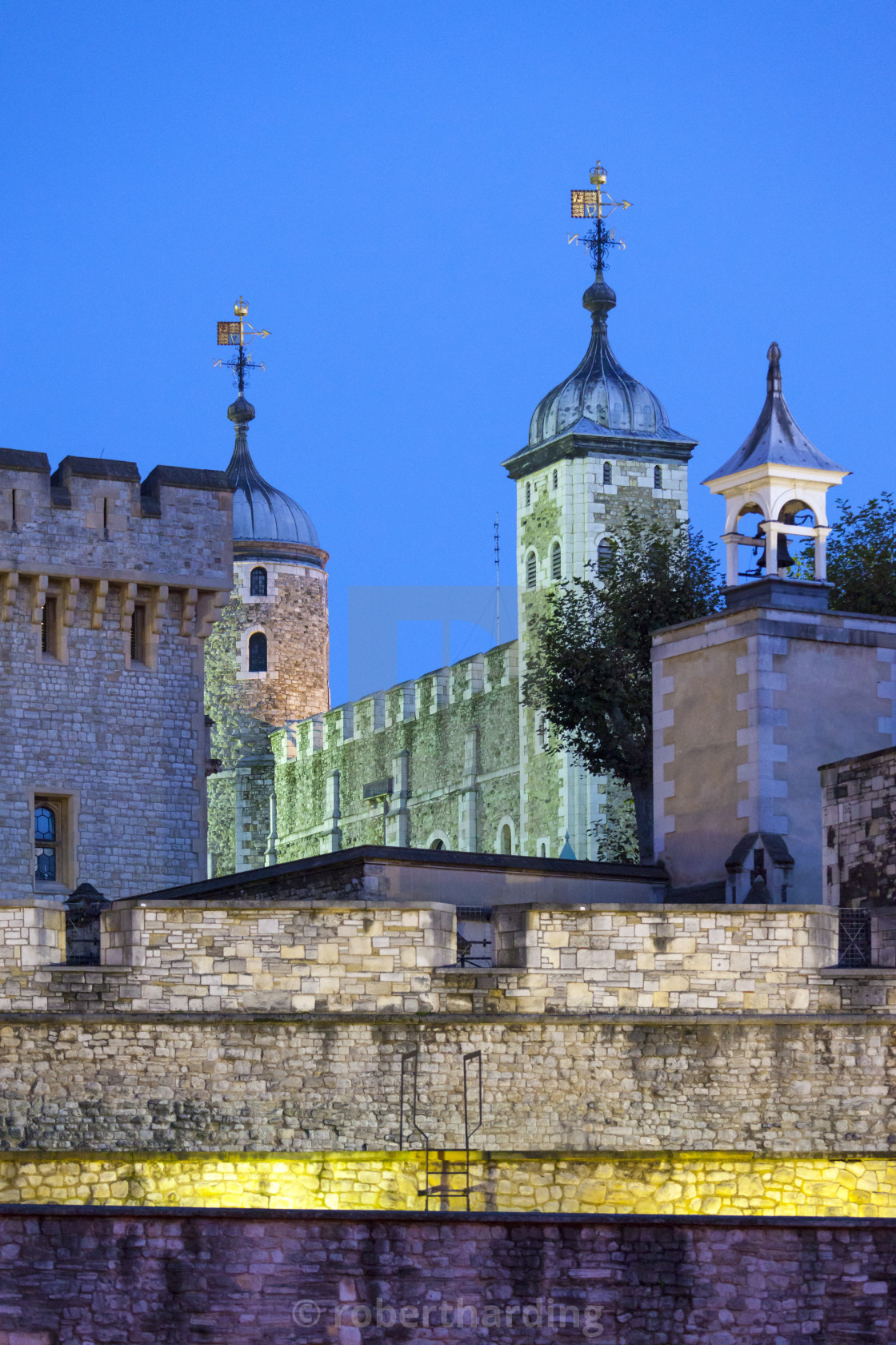 "The Tower of London illuminated at night, UNESCO World Heritage Site, London,..." stock image