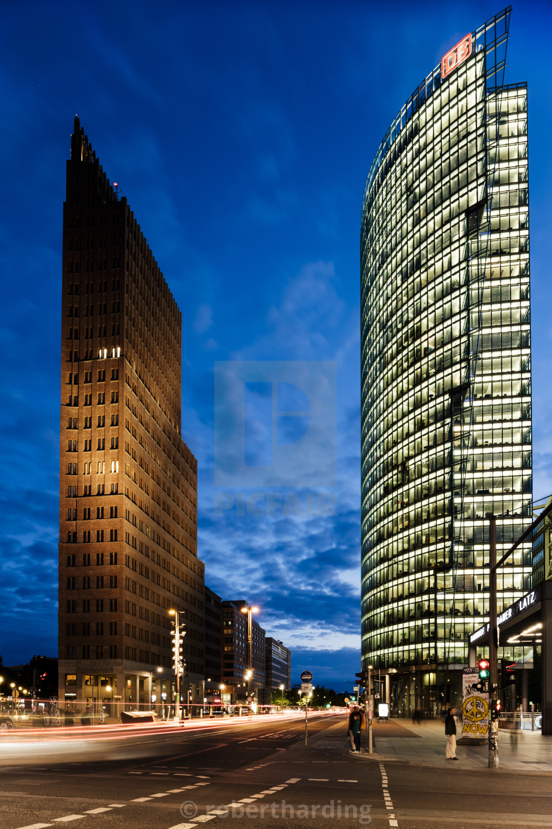 Exterior Of Kollhoff Tower Deutsche Bahn Tower At Night Potsdamer Platz License Download Or Print For 79 84 Photos Picfair