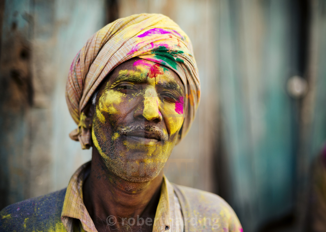 "Holi Festival Celebrations in Mathura, Braj, Uttar Pradesh, India, Asia" stock image