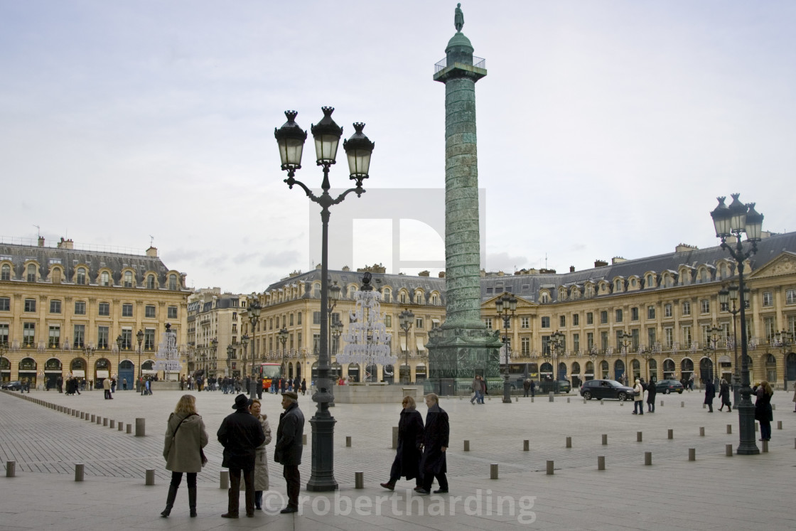 Place Vendome with Colonne Vendome. Paris, France. Editorial Photo