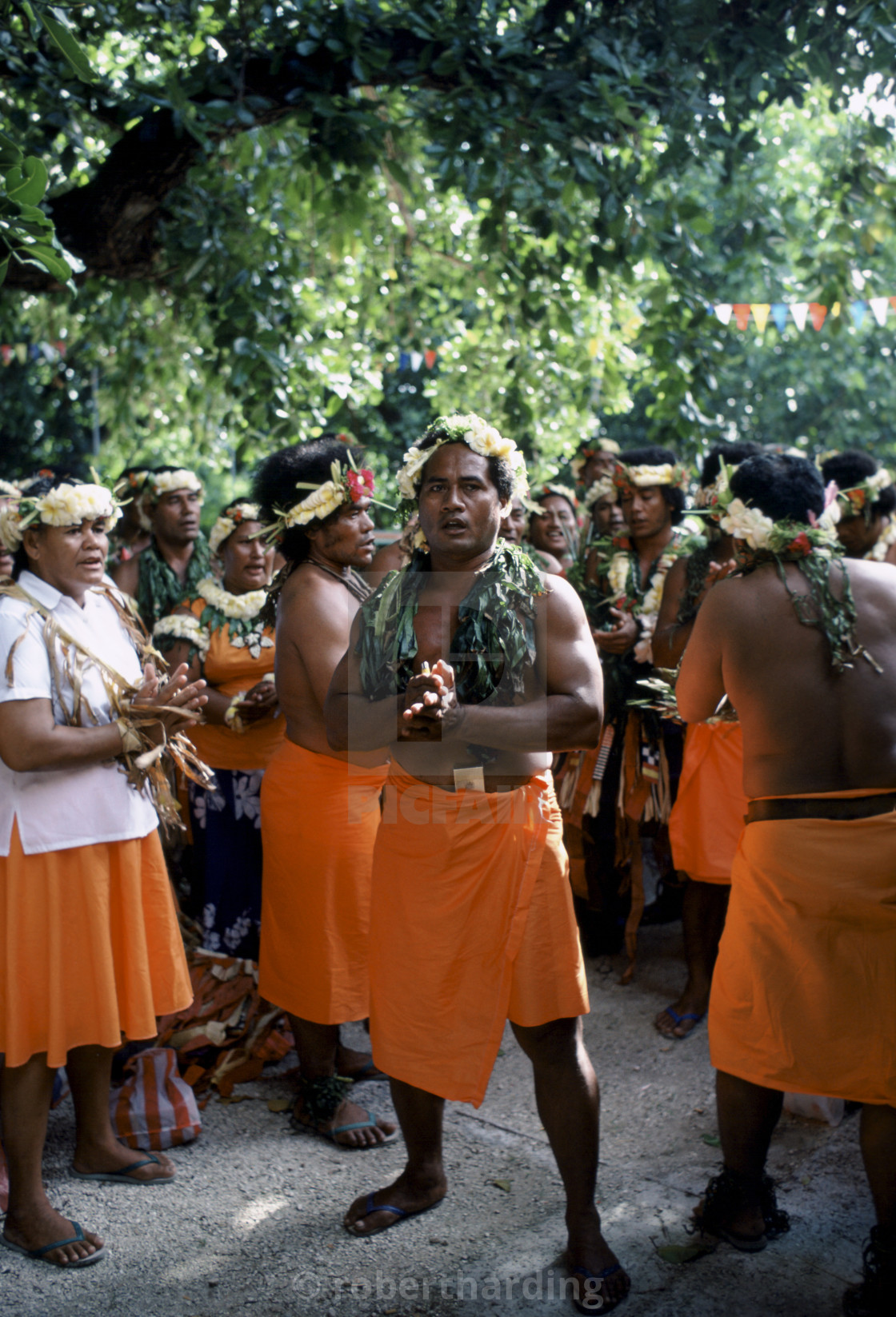 "Local people at cultural event in Tuvalu, South Pacific" stock image