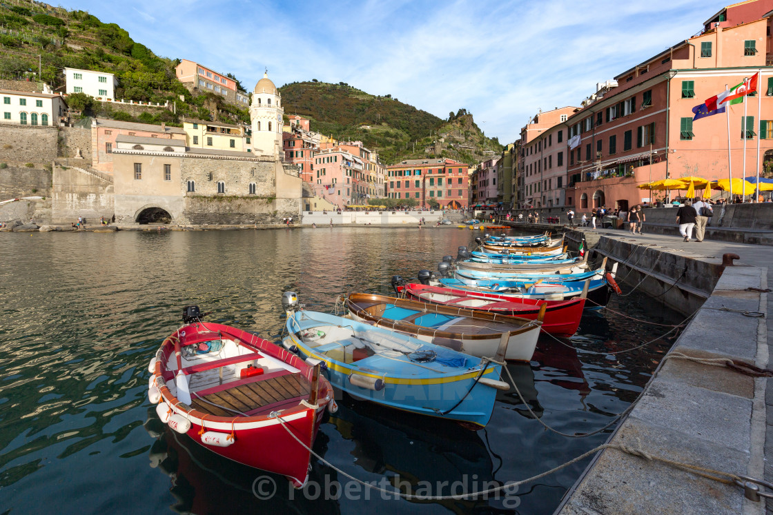 Boats docked in Vernazza Italy Print Boats docked in Vernazza Italy Print