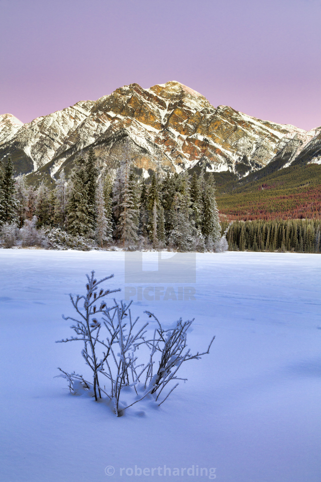 Pyramid Lake In Mid Winter Jasper National Park Alberta Canada