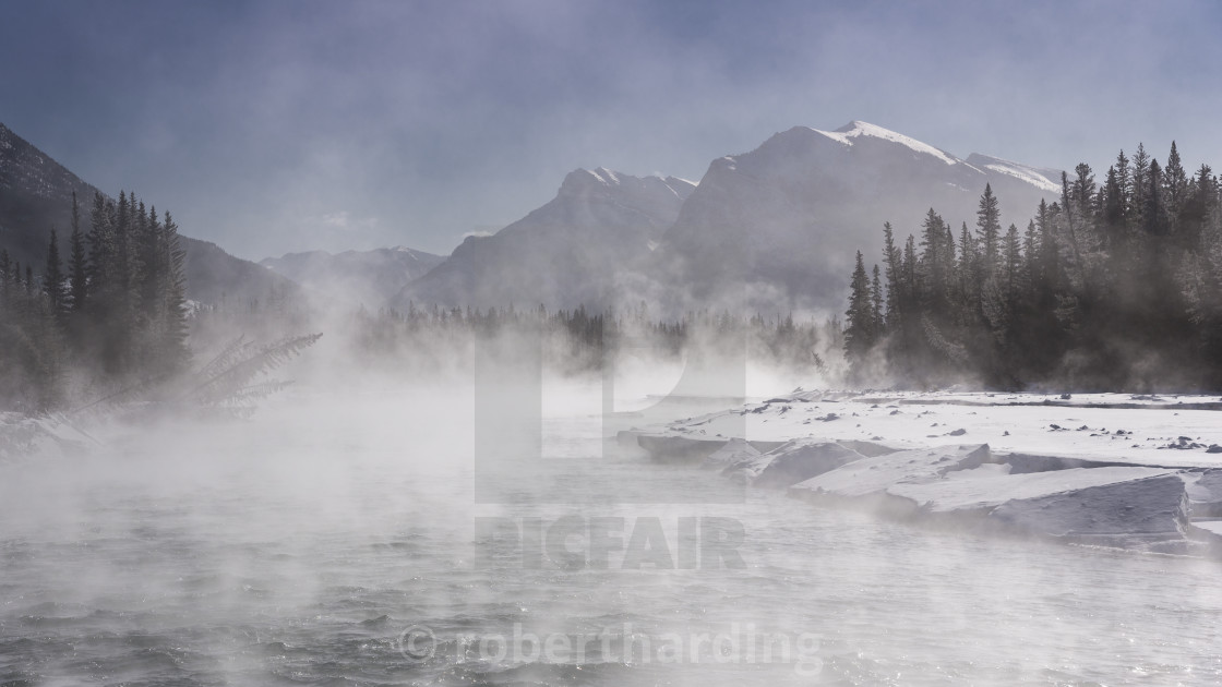 Mist Rising Off The Waters Of The Bow River In Sub Zero Winter Weather License Download Or Print For 79 84 Photos Picfair
