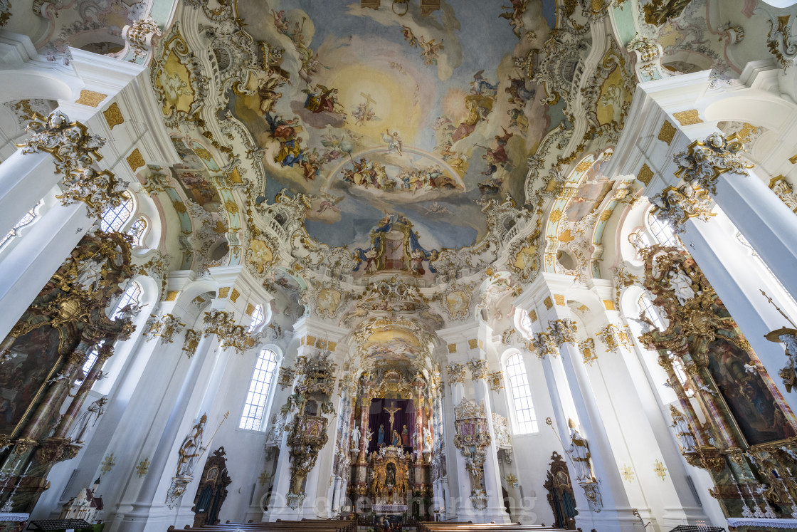 Rococo Style Paintings On The Ceiling From The Unesco World