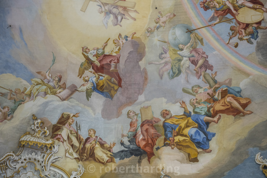 Rococo Style Paintings On The Ceiling From The Unesco World