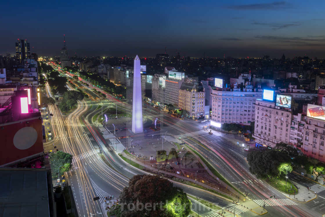Obelisco On 9 De Julio Avenue At Night Buenos Aires Argentina South America License Download Or Print For 79 84 Photos Picfair