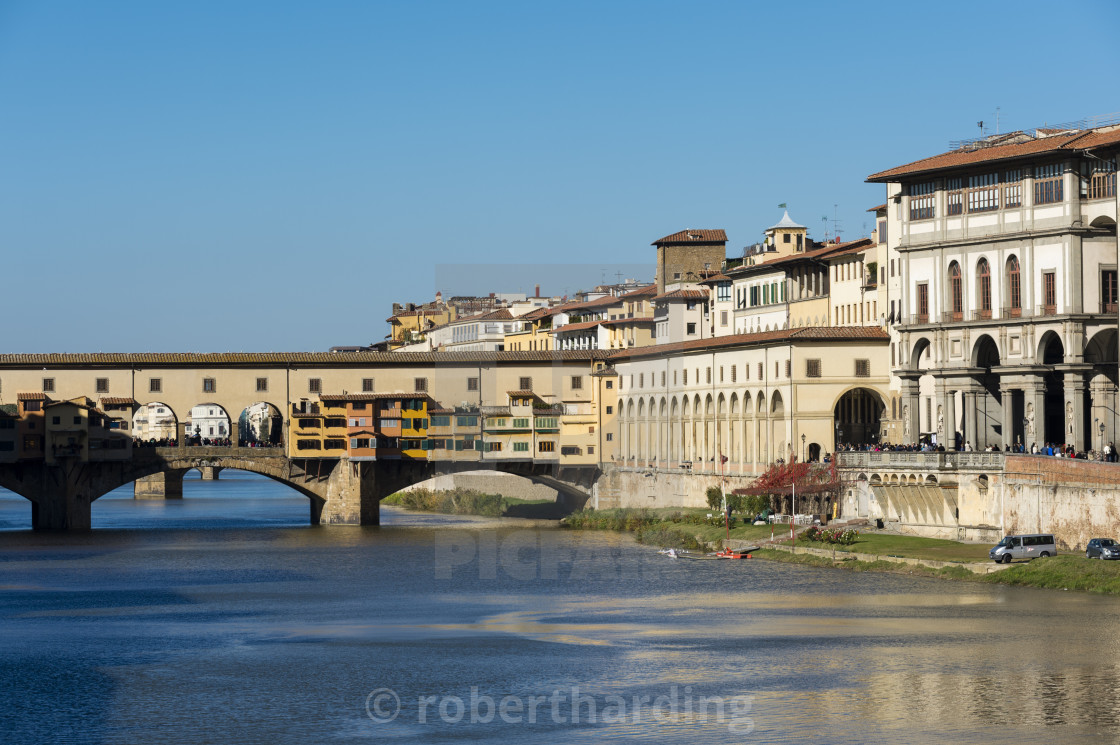 Ponte Vecchio Bridge On Arno River Florence Tuscany Italy