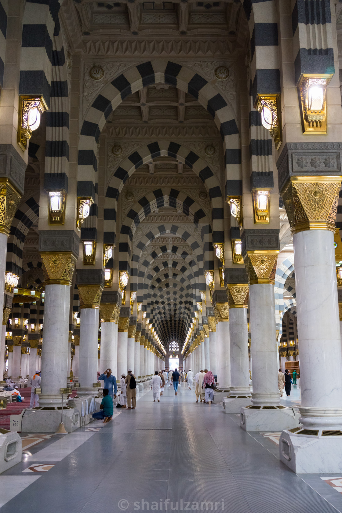 Internal View Of Mosque Al Nabawi In Medina License