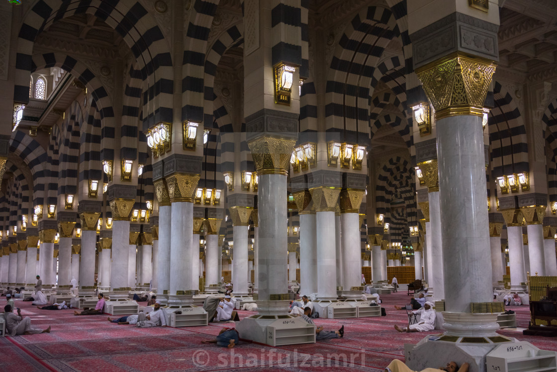 Internal View Of Mosque Al Nabawi In Medina License