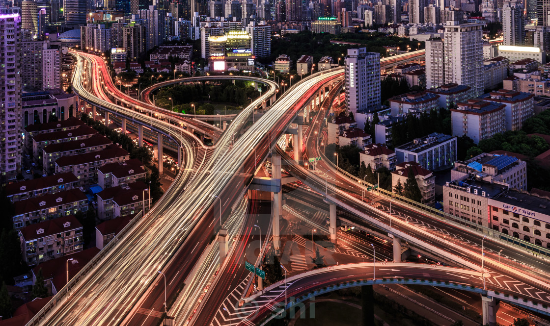 "fly-over crossing of shanghai" stock image