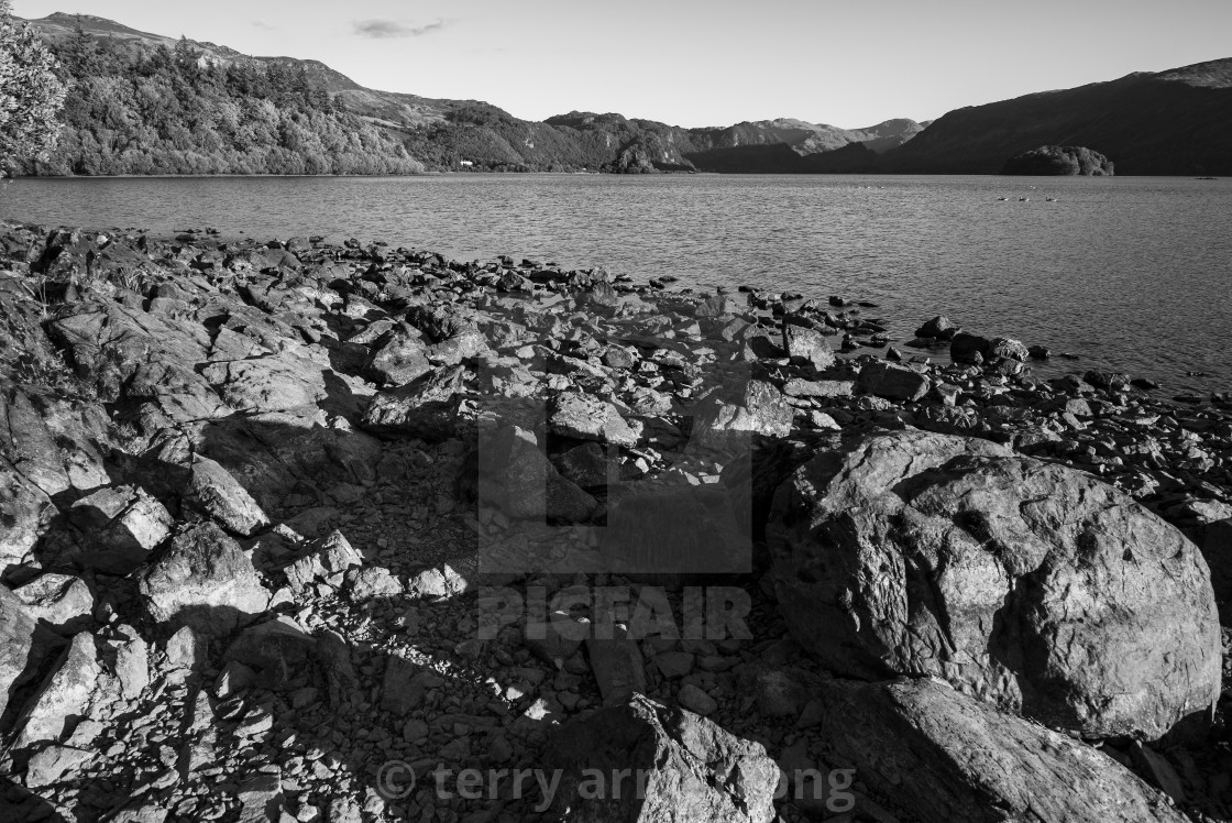 "monochrome derwent water" stock image