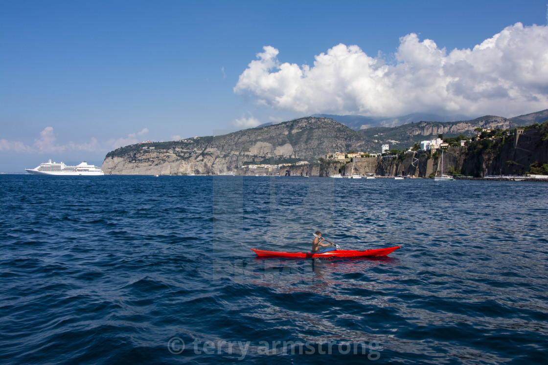 "red kyak at sorrento harbour" stock image