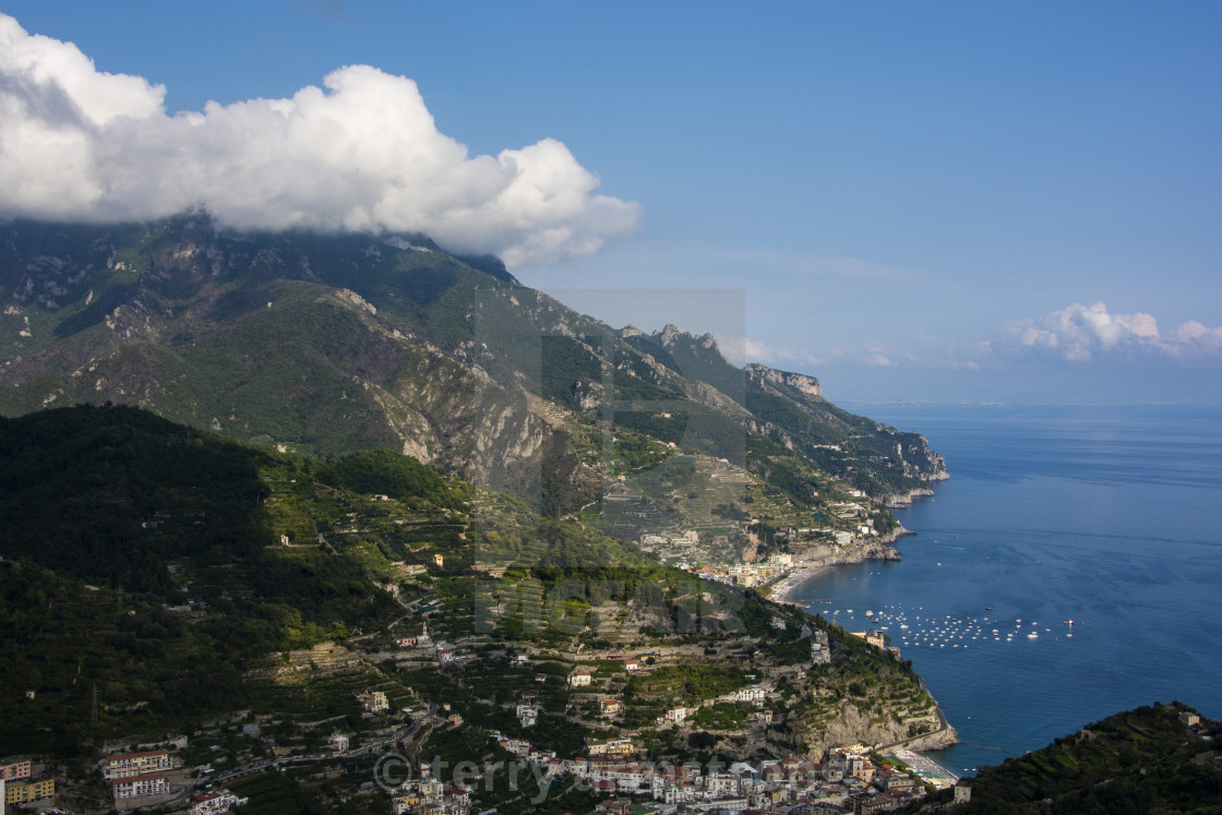 "a view of the amalfi coast from ravello" stock image