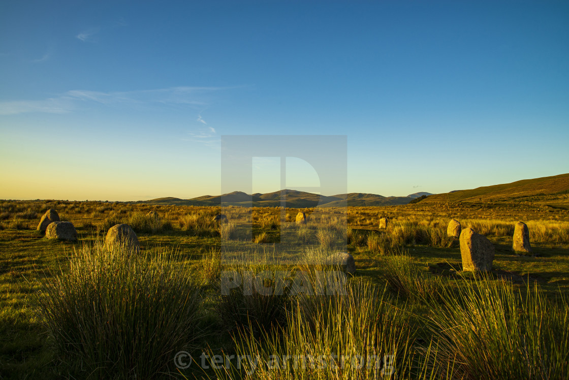 "small stone circle on cold fell" stock image