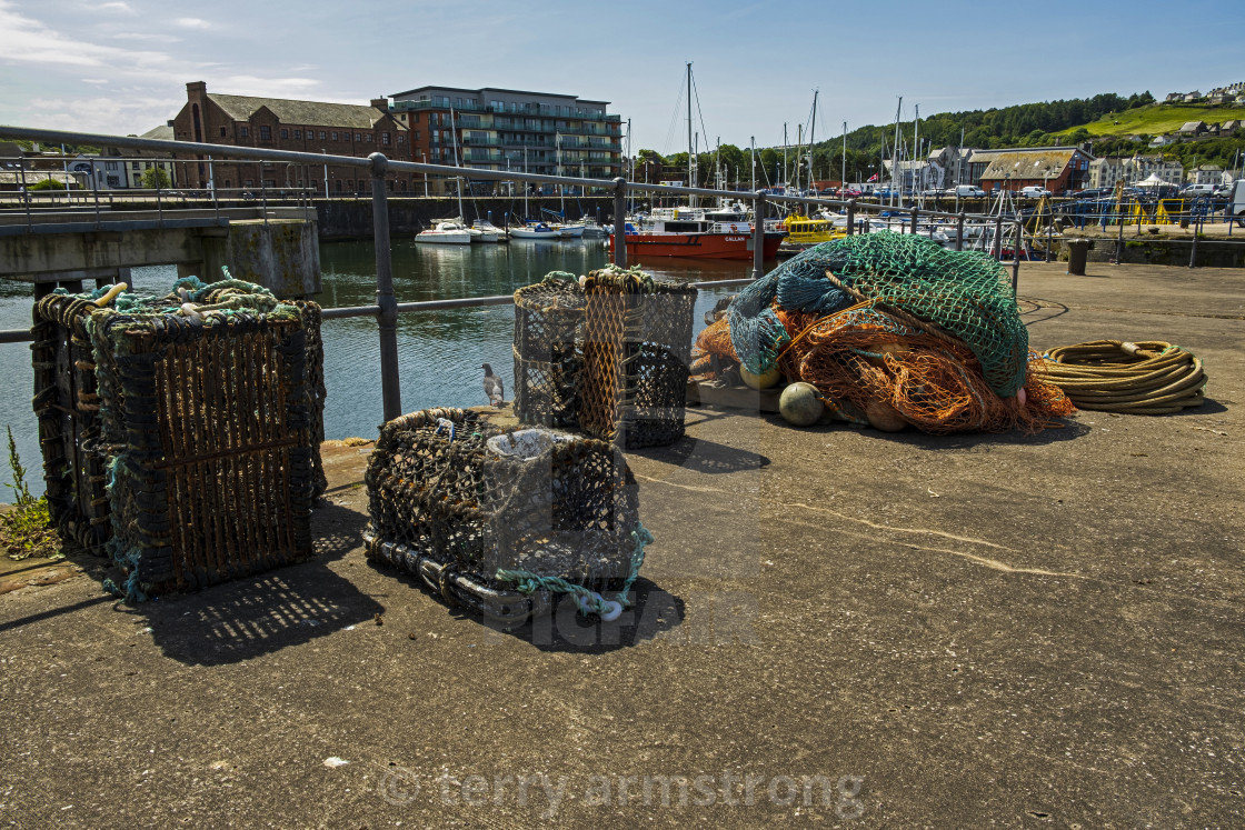 "lobster pots and rope close up" stock image