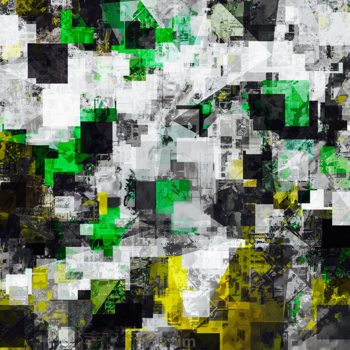 Vintage Psychedelic Geometric Square Pixel Pattern Abstract In
