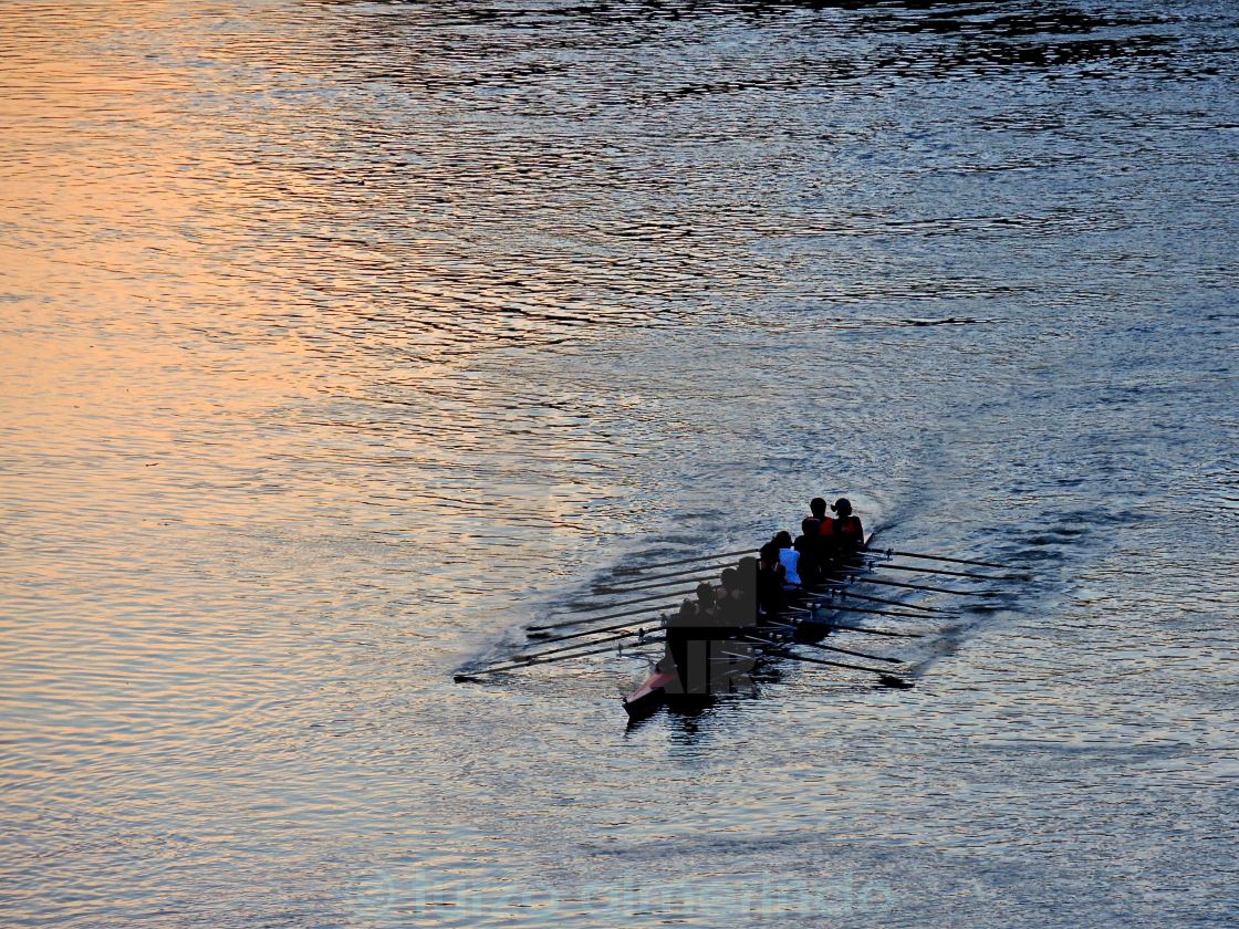 "Rowing on the river Tiber" stock image