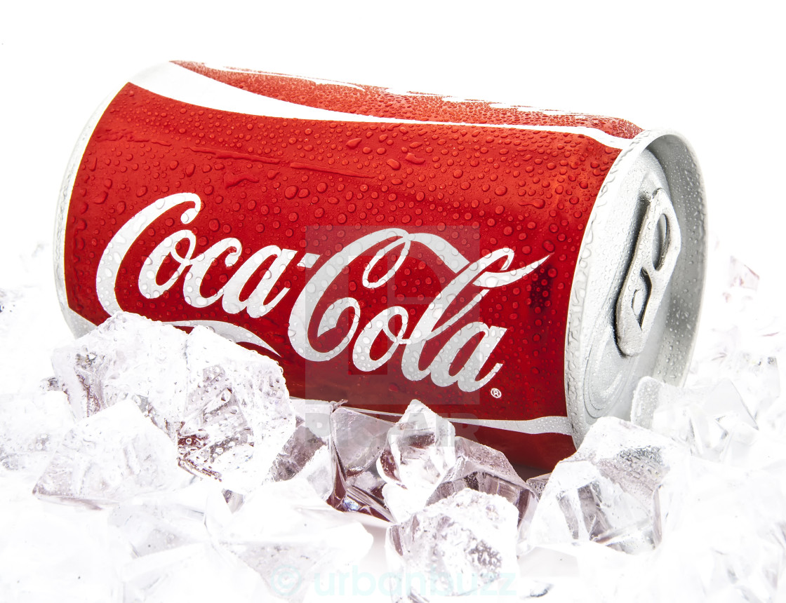 Can of Coca-Cola on a bed of ice over a white background - License,  download or print for £ | Photos | Picfair