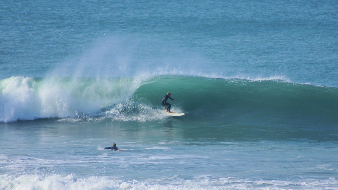 "Fistral putting on a show." stock image