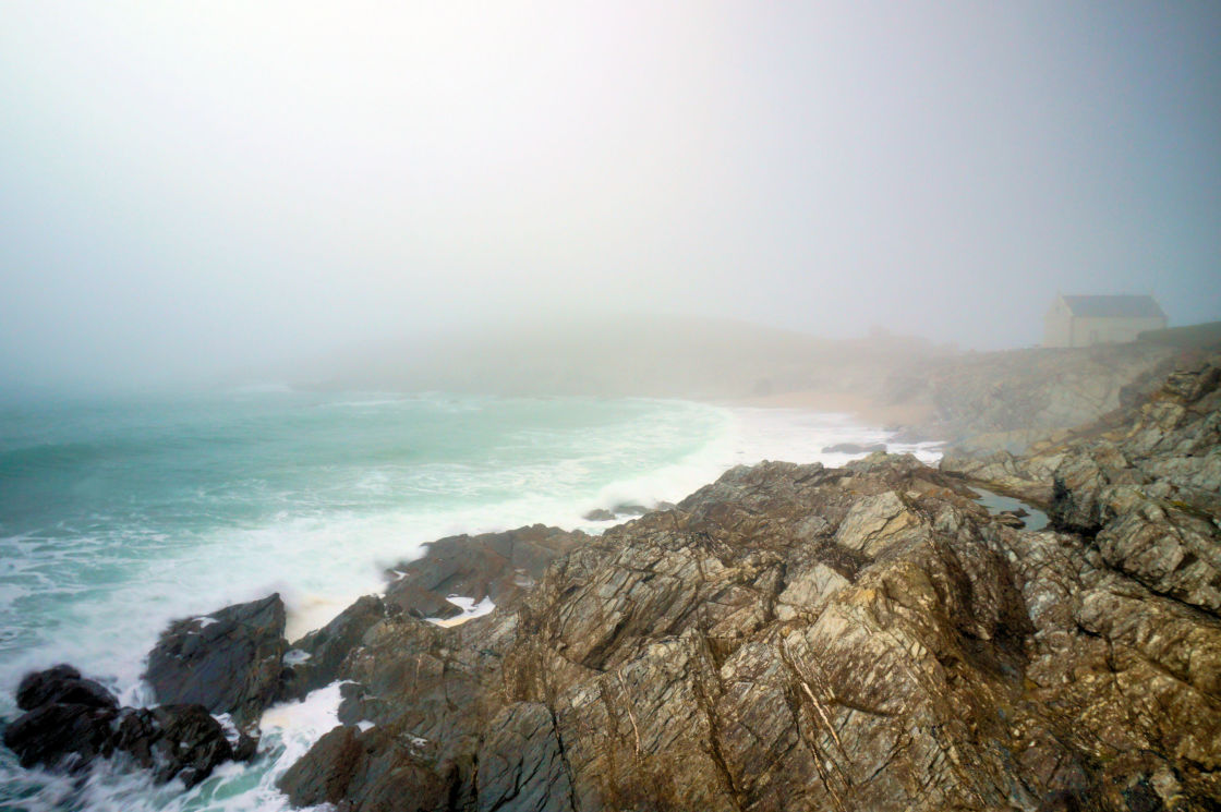 "Misty Little Fistral" stock image