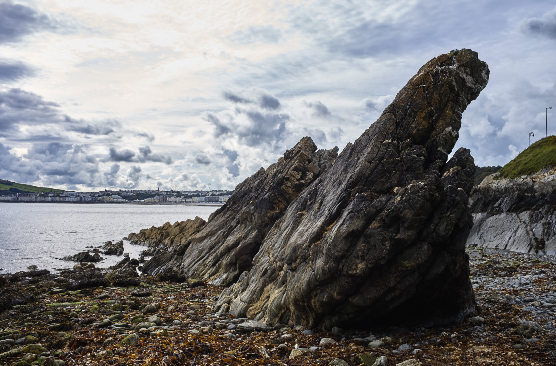 "Rock formations at Port Jack, Douglas, Isle of Man" stock image