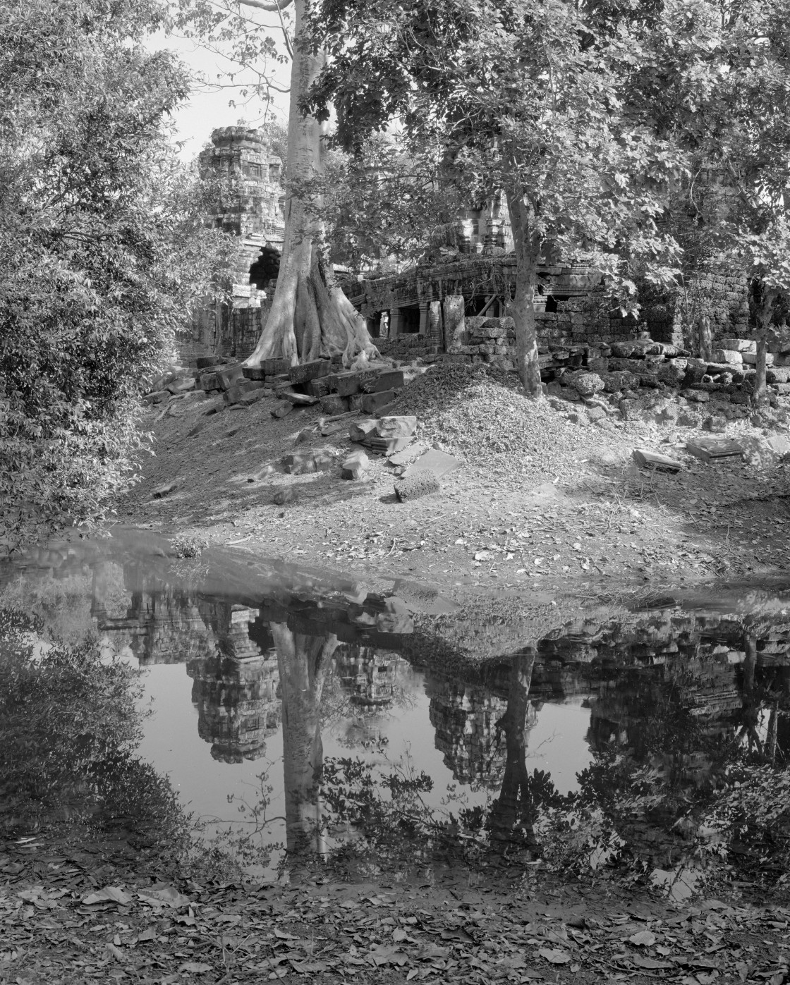 "Temple and reflections, Cambodia" stock image