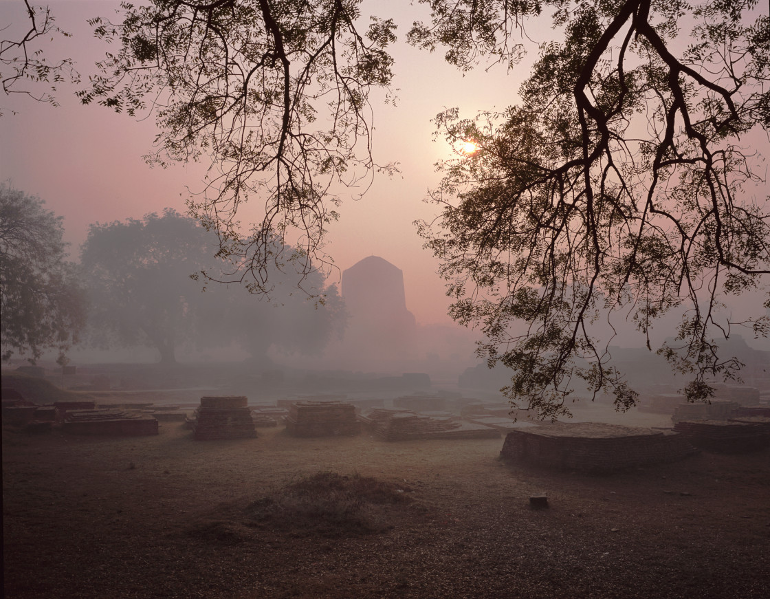 "Sarnath in the morning mist" stock image