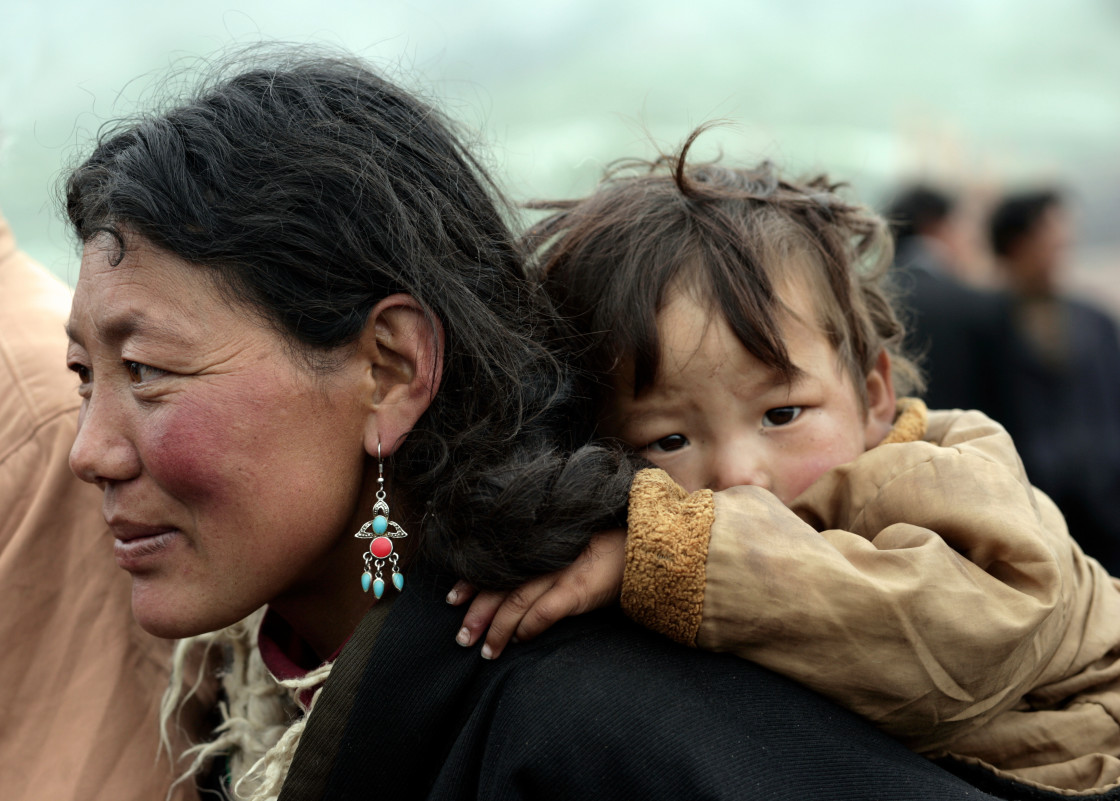 "Month and child, Nangchen" stock image