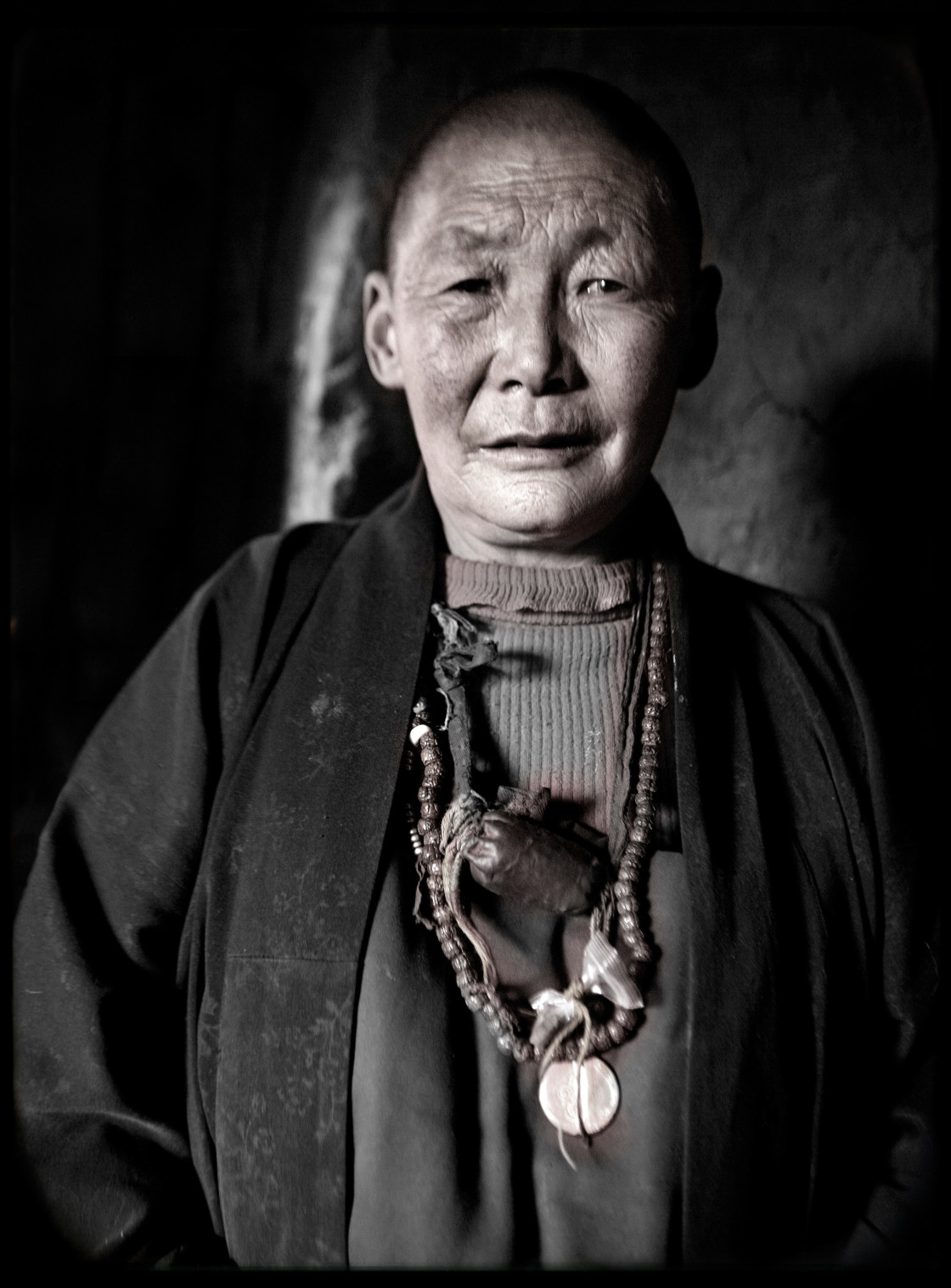 "Old nun, Dechen Ling Nunnery, Tibet" stock image